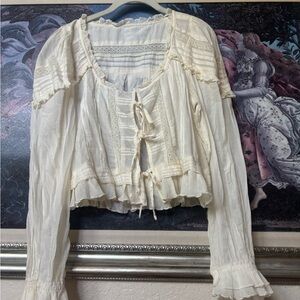 Free People Cream Lace Blouse